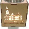Wooden Ram Mandir Kapoor Burner with Light Wood Karpooram Camphor Kapoor Dani Diffuser Electric Machine Electrical Stand for Home Fragrance (1)