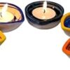 PRIME HOMES Ceramic Diya Holder for Candles Diwali Gift| Designer Decorative Diyas for Gifts Navratri Puja Festival Best Indoor Outdoor Decoration Item for Home & Office Decor-Multi Diya Pack of 5