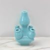 The Decor Lane Turquoise Multi-Spout Ceramic Bud Vase-15 CM