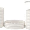 Ceramic Kalakar Elevate Your Bathroom Aesthetic with Our Modern 3-Piece Ceramic Bathroom Accessories Set – Designed to Combine Functionality with Minimalist Elegance - Durable White