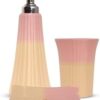 Vreni Ceramic Bathroom Accessories Set for Utility and Bathroom Decor | Liquid Soap Dispenser, soap Tray, Toothbrush Holder Hand CraftedDual Colur Pink/Yellow Set of 3