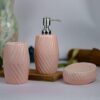 VCreate Store Ceramic Bathroom Accessory Set, Pink, 3 Pieces