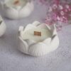 Lotus Candle Ceramic Holder, Rose Scented, Decorative Design, Religious Candle, Aromatherapy, Centrepiece, Home Fragrance, Gifting Pack of 1