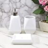 NICO Ceramic Bathroom Accessories Set of 3, Elegant Ceramic Bath Set with Handwash/Lotion Dispenser, Soap Dish and Toothbrush Holder, Bathroom Accessory Set Gift Items for Home