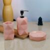VCreate Store Pink Ceramic Bathroom Accessories, Soap Dispenser, Toothbrush Holder, Soap Dish