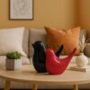 LIFEHAXTORE? Creative Black and Red Glossy Ceramic Birds Figurines Home Decorations Accessories Party (Pack of 2, Black & Red)