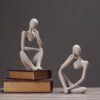 Jorex Mart Ceramic Thinker Sandstone Resin Thinker Style Abstract Sculpture Statue Figure Craft Art for Bookcase Shelf Counter Left Coffee Table Desktop Decor (Pack of 1)