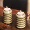 SOSA Candles Set of 2 Ceramic Tea Light Candle Holder + 5 Tea Light Candles | Votive Tealight Candle Holders for Table - Decoration Items for Home Decor Living Room Bedroom | Set of 2 Candle Holder
