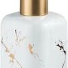 FabSeasons Ceramic Soap Dispenser With Pump, Italian Marble Pattern Dispensar Bottle Used In Hotels, B&B'S & Homes-Kitchen & Bathroom White, 350 Ml