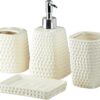 Ceramic Bathroom Accessories Set of 4, Modern Bath Set with Liquid handwash Soap Dispenser and Toothbrush Holder, Luxury Gift Accessory for Home (8154)
