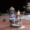 Craftvatika Meditating Monk Buddha Smoke Backflow Cone Incense Holder Showpiece For Office Desk,Living Room,Home Decor Decoration Gift Items,Buddha Smoke Fountain For Home Decor - Multicolor