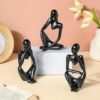 GleamSun Ceramic Figurines Showpiece Decorative Matte Finish Thinker Set, Black Color, Pack of 3