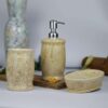 Vreni Ceramic Bathroom Accessories Set for 3 Utility and Bathroom Decor | Liquid Soap Dispenser, soap Tray, Toothbrush Holder Hand Crafted/PaintedHand Crafted - CRO 100