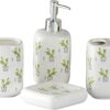 Ceramic Bathroom Accessories Set of 4, Modern Bath Set with Liquid handwash Soap Dispenser and Toothbrush Holder, Luxury Gift Accessory for Home (9902)