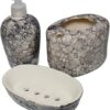 U & U UNIQUE UTILITIES Ceramic Bathroom Accessories Set of 3 - Soap Dispenser, Toothbrush Holder and Soap Dish for Bathroom & Wash Basin (Grey)
