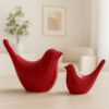 LIFEHAXTORE? Creative Red Glossy Ceramic Birds Figurines Home Decorations Accessories Party (Pack of 2)