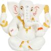 Kartique Ceramic Ganesha Idol for Car Dashboard - White and Gold, 4 Inches Height, Decorative and Spiritual Travel Companion