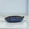 The Decor Lane Leaf-Shaped Ceramic Serving Dish ? Blue & Black Glaze-22 cm