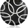 NATRIEL Blue Pottery White Color Plate Artisan Handcrafted Plate for Classic Home and Kitchen Decor and Serving Handmade and Handpainted (Abstract - (Black-White), 8" to 10")