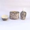 Skywalk Hand Painted Ceramic Bathroom Set of 3 Pieces - Liquid Soap Dispenser, Soap Dish and Brush Holder for Bathroom Décor and Home Gift Set KA-1356