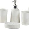 Ceramic Bathroom Accessories Set of 4, Modern Bath Set with Liquid handwash Soap Dispenser and Toothbrush Holder, Luxury Gift Accessory for Home (8142)