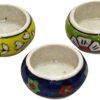 BECKON VENTURE Handmade Ceramic Diya: A Beacon of Light Elegance in Illumination for Home Decor Diya Set for Diwali,diyas for Diwali, Fancy diyas for Diwali (Green)