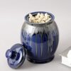Aapno Rajasthan Circular Ceramic Handcrafted Storage Jar Decoration Items For Home Garden, Living Room, Home D?cor