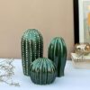 Craftribal Ceramic Cactus Decor Showpiece Set of 3 ? Modern Green Succulent Figurines for Home, Office, Living Room, Shelf, Tabletop,Gift ? Stylish Indoor Decoration, Boho Minimalist Design