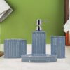 Ceramic Bathroom Accessories Set of 4, Modern Bath Set with Liquid handwash Soap Dispenser and Toothbrush Holder, Luxury Gift Accessory for Home (8195)
