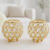 CentraLit Pack of 2 Tea Light Crsytal Candle Holder - Pooja Diya Decoreation Items for Home Diwali Brass Puja Item - Unique Diwali Gift Diya Lantern Items Home Decor Candle Light (Pack of 2)
