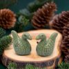 The Decor Lane Handmade Ceramic Green Swan Figurine Pair ? Decorative Showpiece,Miniature-10CM