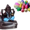 BG Bazzar Gali Ceramic Vinayaka ji Ganesha Smoke Backflow Cone Incense Holder, Decorative Showpiece with 20 Smoke Backflow Scented Cones (Blue)
