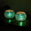 Asian Aura Mosaic Glass Tea Light Candle Holder | Multi-Color Votives for Diwali & Home D?cor | Decorative Tealight Holders for Home Table Decor & Gifts (2, Blue)