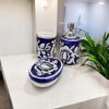Artisan Ceramic Bathroom Accessory Set (3 Piece) - Soap Dispenser, Dish & Tooth Brush Holder_Blue