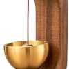 Magnetic Wooden Table Bell with Brass Bowl – Elegant Minimalist Door Bell for Home, Office, Meditation, Desk Décor, Mindfulness Ritual, Entry Alert & Spiritual Gift