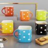 The Earth Store Handcrafted Microwave Safe Ceramic Multicolor Polka Dot Printed Tea Cup/Coffee Cup Set with Handle Ideal Best Gift for Friends, Family, Home, Office use, Kitchen Cup Set (Set of 6)
