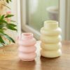 ExclusiveLane 'Ring Stack' Decorative Ceramic Flower Vase for Living Room Ceramic Vase for Home Decor Side Table Show Case Flower Vases Showpiece Gifts (Set of 2, 16.7 Cm, Handglazed Studio Pottery)