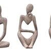 Decor House Polyresin Lady Thinker Abstract Showpiece Modern Sculpture Statues for Home and Office Decor Decorative Gift Item Set of 3 (Peach)