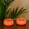 Zen Decor Lotus Tealight Candle Holders ? Pack of 2 ? Coral Pink Ceramic Flower-Shaped Decorative Diya for Home, Mandir, Wedding, Diwali & Festive Decor