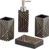 Ceramic Bathroom Accessories Set of 4, Modern Bath Set with Liquid handwash Soap Dispenser and Toothbrush Holder, Luxury Gift Accessory for Home (7698)