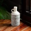 ExclusiveLane 'Arabian Nights' Handpainted Ceramic Flower Vase for Living Room Flower Pot for Home D?cor Items Showpieces, Smoke Grey and White, (L * W * H) = (3.9 * 3.9 * 8.2) Inches (EL-006-132)