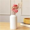 SPHINX Ribbed Pipe Ceramic Vase, Flower Vase, Pampas Grass Vase, Vase for Money Plant Live Plants, Vase Home Decor Centrepiece Decor for Home, Office, or Gifts VASE ONLY NO Flowers- (White, 6 Inch)