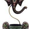 Handcrafted and Handpainted Multicolored Metal Ganesh Idol Showpiece Tea Light Candle Holder | Ideal for Home Decoration, Table Decor, Office Decor, Family & Friends Gifts etc... (Black)