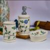 Vreni Ceramic Bathroom Accessories Set for Utility and Bathroom Decor | Liquid Soap Dispenser, soap Tray, Toothbrush Holder (CRO 92)