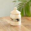 ExclusiveLane Elephant Motif' Ceramic Pickle Jars For Dining Table Ceramic Container With Lid (Non Air-Tight, 540 Ml) For Storage Chutney Jar Achar Barni, Multicolored Details On Ivory White