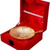 INTERNATIONAL GIFT? Golden Bowl with Golden Spoon (Set of 2 Pics, Golden) with Luxury Velvet Box Items for Diwali Gift, Wedding Gift and Corporate Gift