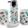 Ceramic Bathroom Accessories Set of 4, Modern Bath Set with Liquid handwash Soap Dispenser and Toothbrush Holder, Luxury Gift Accessory for Home (7655)