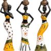 Xtore Beautiful Finish Uniquely Hand Crafted Home Dcor African Tribal Women Art Piece - (Set of 3, Multicolour), Resin