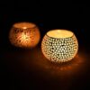 Spocky Decor Pack of 2 Turkish Mosaic Glass Votive Tealight Candle Holders - Decorations Items for Home Table Decor Gifts (Glass)
