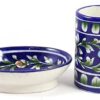 India Meets India Handicraft Ceramic Soap Dish and Toothbrush Holder/Bathroom Accessories Set, Best for Gifting, Made by Awarded/Certified Indian Artisan